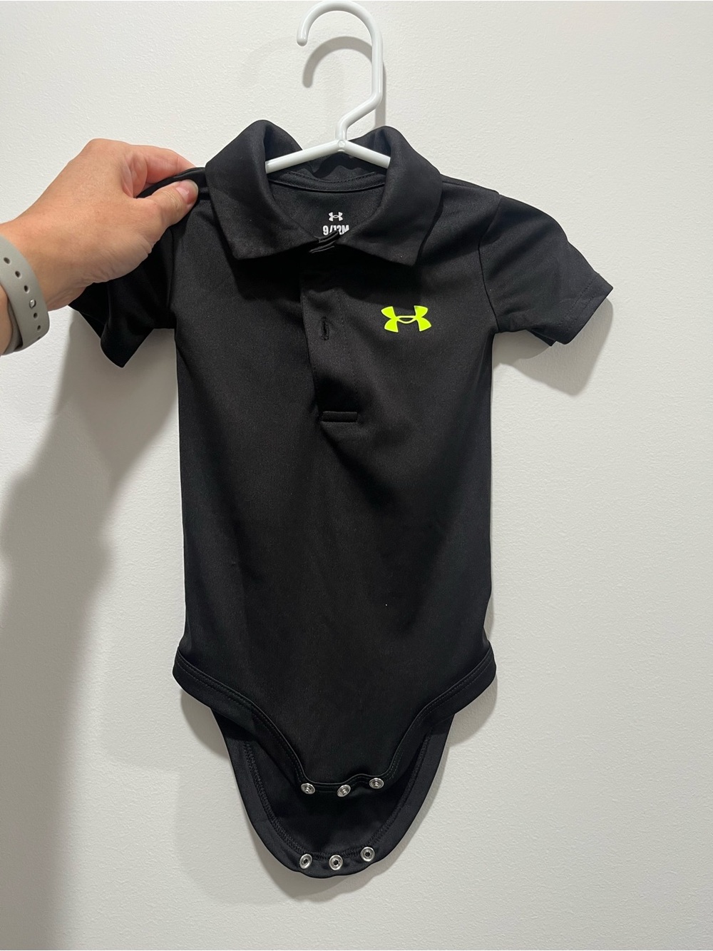 Under Armour Black Polo Bodysuit with Neon Green Logo